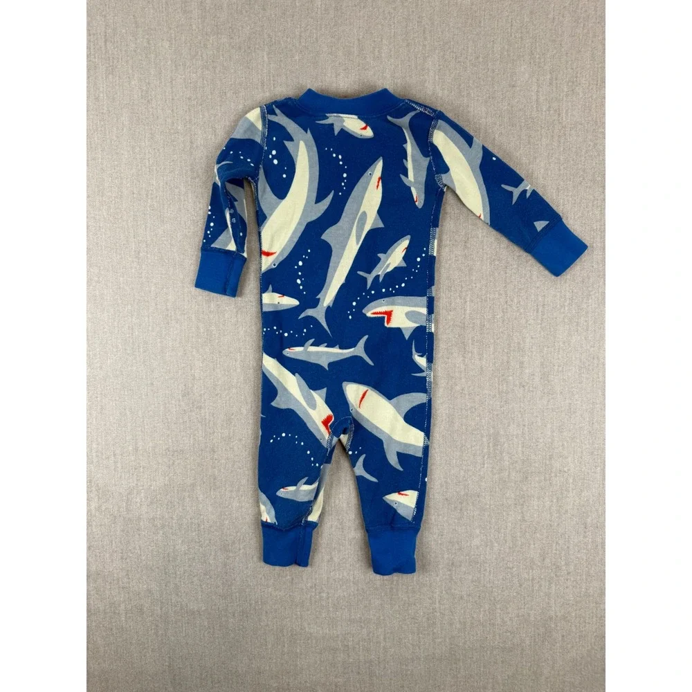 Hanna Andersson Blue Shark Organic Cotton Zip Sleeper Pajamas 3-6 Months‎ 60cm